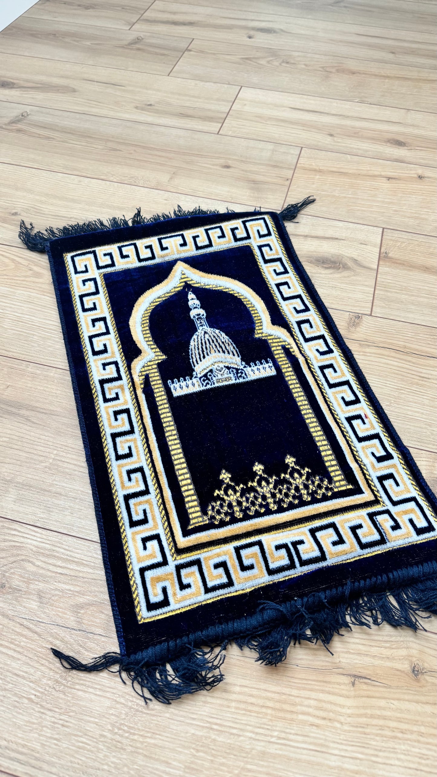 Tapis de prière motif enfant bleu nuit