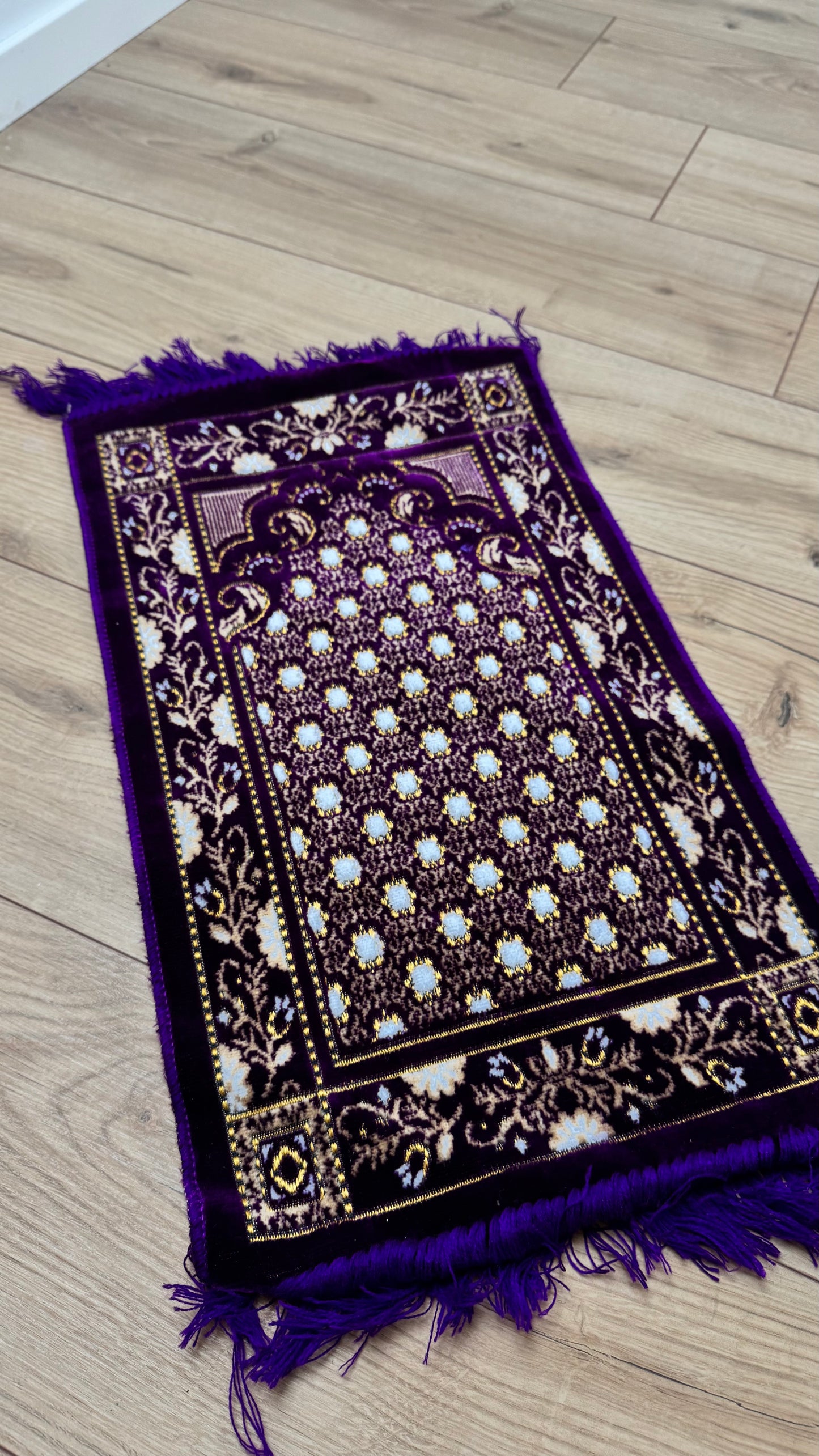 Tapis de prière motif enfant violet