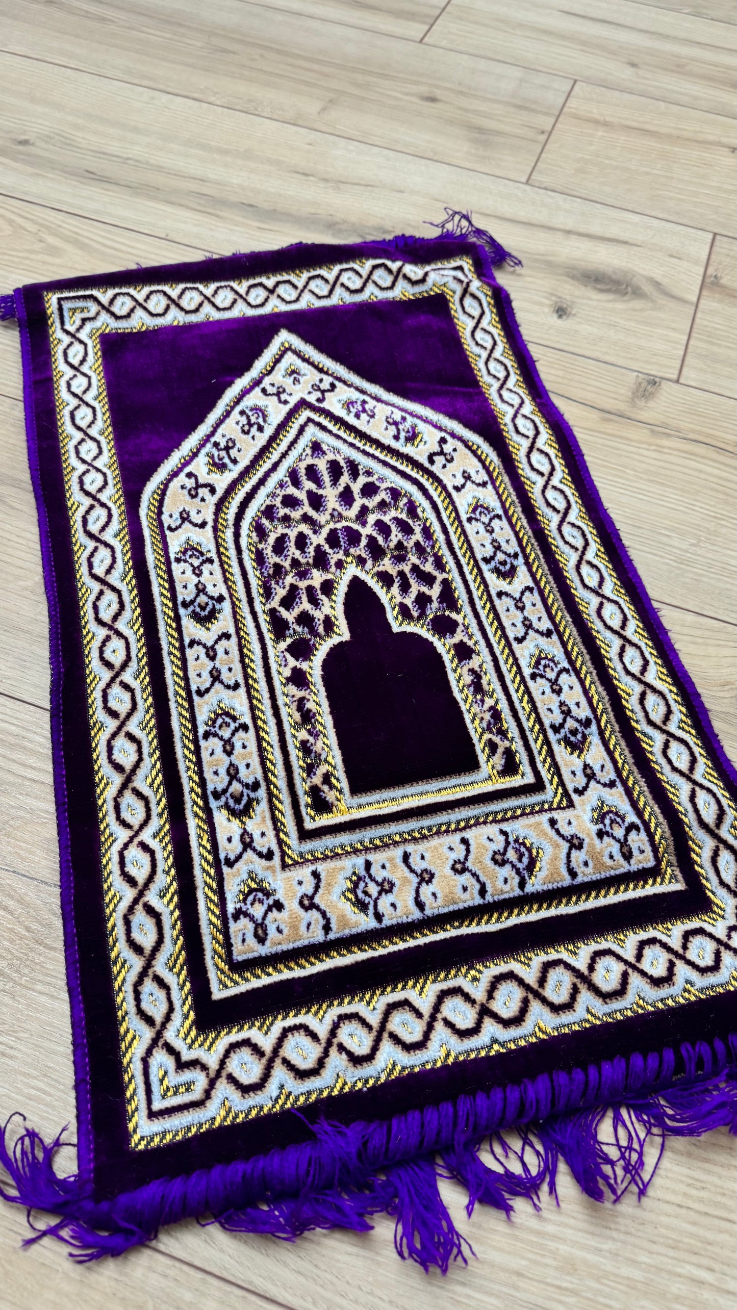 Tapis de prière motif enfant violet