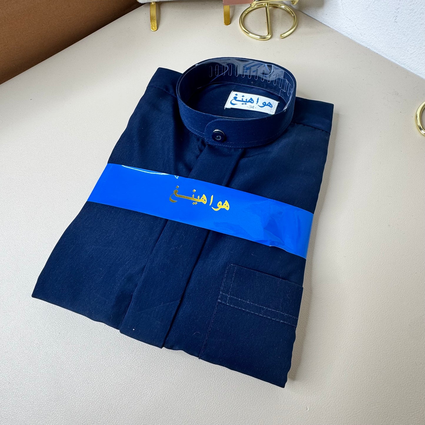 Qamis bleu enfant col 6 ans