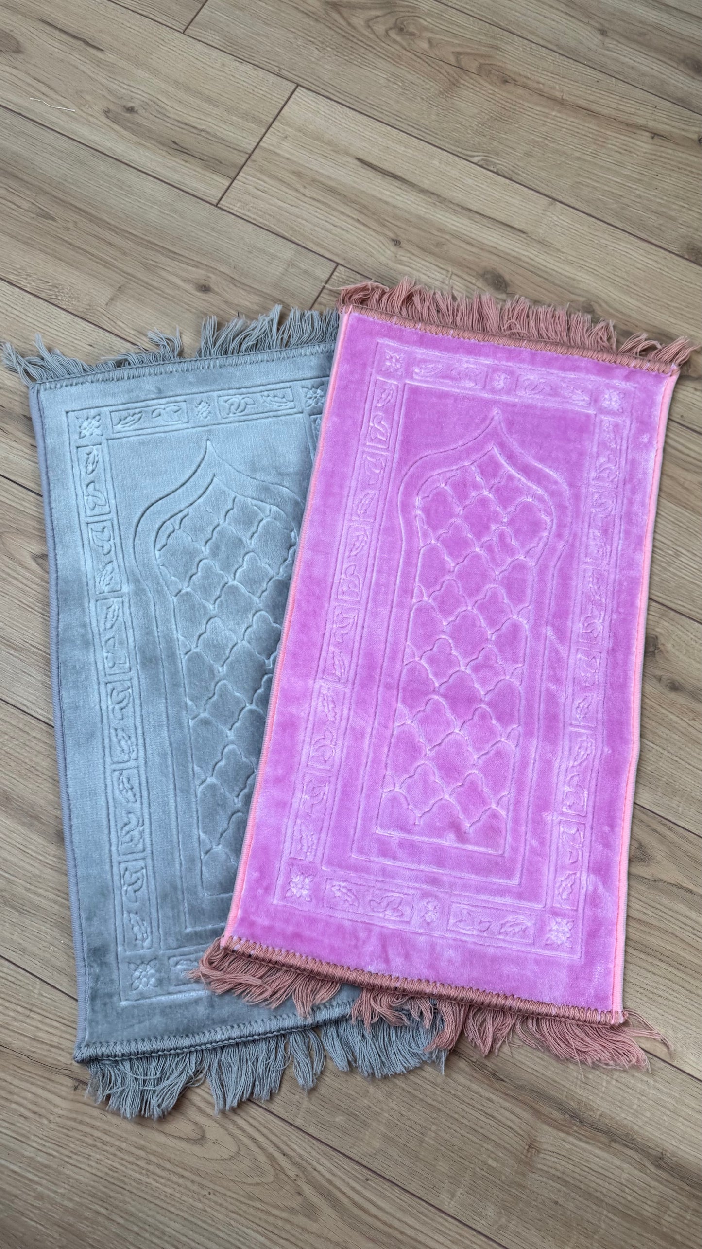 Tapis de prière épais enfant rose et gris