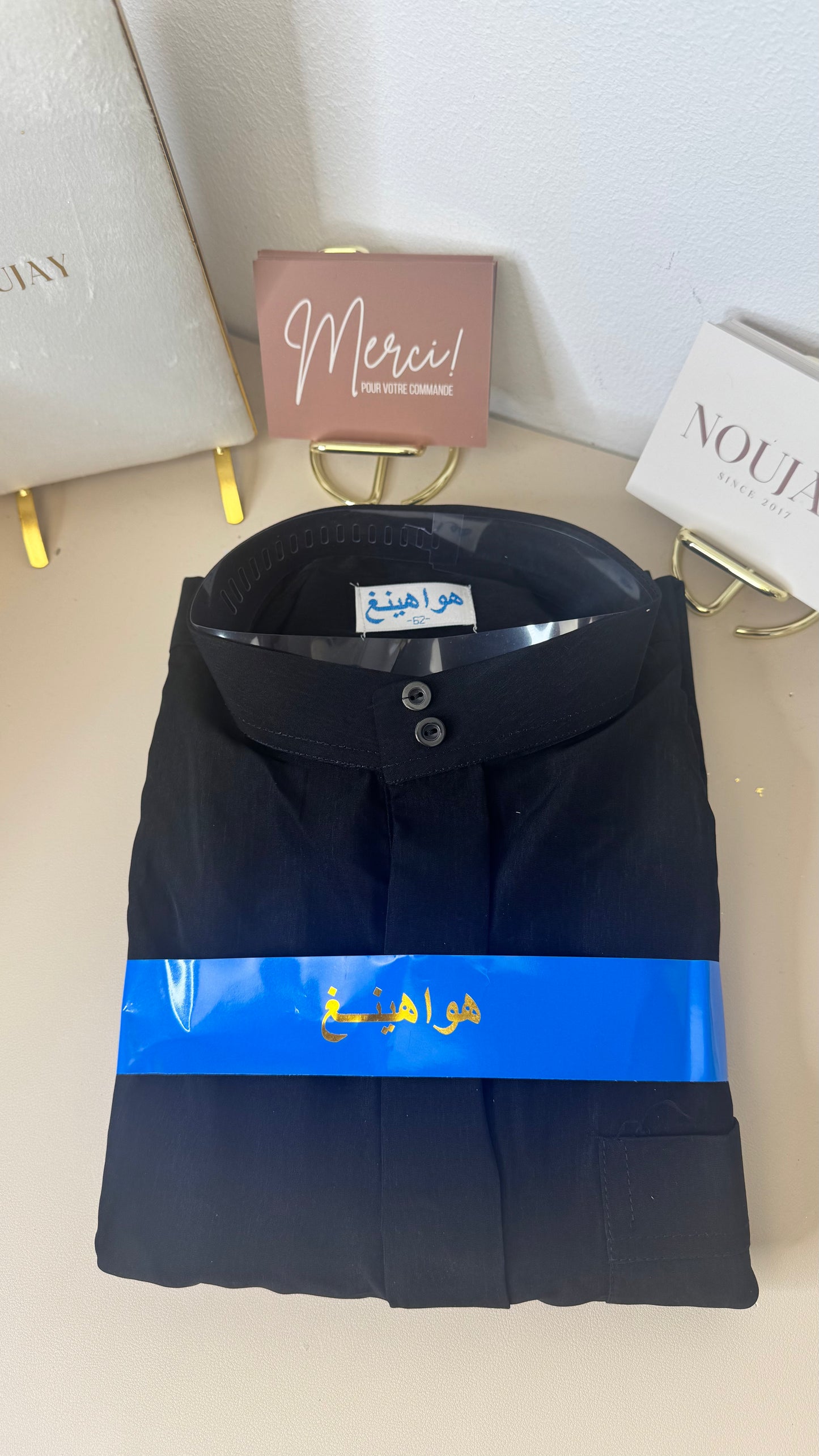 Qamis col noir xl